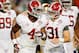 MIAMI GARDENS, FL - JANUARY 07: T.J. Yeldon #4 of the Alabama Crimson Tide celebrates with teammate Kelly Johnson #31 of the Alabama Crimson Tide during the 2013 Discover BCS National Championship game at Sun Life Stadium on January 7, 2013 in Miami Gardens, Florida. (Photo by Kevin C. Cox/Getty Images)
