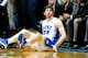 DURHAM, NC - JANUARY 08: Ryan Kelly #34 of the Duke Blue Devils looks for a foul call after being knocked to the floor on a three-point attempt against the Clemson Tigers during play at Cameron Indoor Stadium on January 8, 2013 in Durham, North Carolina. (Photo by Grant Halverson/Getty Images)