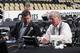 PITTSBURGH, PA - JUNE 22: (L-R) Dave Nonis and Brian Burke of the Toronto Maple Leafs prepare for Round One of the 2012 NHL Entry Draft at Consol Energy Center on June 22, 2012 in Pittsburgh, Pennsylvania. (Photo by Bruce Bennett/Getty Images)