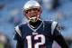 Dec 30, 2012; Foxborough, MA, USA; New England Patriots quarterback Tom Brady (12) takes the field before the start of the game against the Miami Dolphins at Gillette Stadium. Mandatory Credit: David Butler II-USA TODAY Sports
