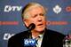 MONTREAL, CANADA - MARCH 3: Toronto Maple Leafs General Manager Brian Burke speaks to the media during a press conference to introduce new head coach Randy Carlyle at the Bell Centre on March 3, 2012 in Montreal, Quebec, Canada. (Photo by Richard Wolowicz/Getty Images)