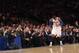 NEW YORK, NY - JANUARY 07: Carmelo Anthony #7 of the New York Knicks does a hand gesture after scoring a three pointer against the Boston Celtics at Madison Square Garden on January 7, 2013 in New York City. NOTE TO USER: User expressly acknowledges and agrees that, by downloading and/or using this photograph, user is consenting to the terms and conditions of the Getty Images License Agreement. (Photo by Bruce Bennett/Getty Images)