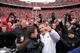 COLUMBUS, OH - NOVEMBER 24: Head coach Urban Meyer of the Ohio State Buckeyes celebrates the Buckeyes' 26-21 win over the Michigan Wolverines at Ohio Stadium on November 24, 2012 in Columbus, Ohio. (Photo by Jamie Sabau/Getty Images)