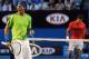 MELBOURNE, VICTORIA - JANUARY 26: Rafael Nadal of Spain celebrates winning a point in his semifinal match against Roger Federer of Switzerland during day eleven of the 2012 Australian Open at Melbourne Park on January 26, 2012 in Melbourne, Australia. (Photo by Pool/Getty Images)