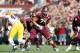 Oct 20, 2012; College Station, TX, USA; Texas A&M Aggies offensive linesman Jake Matthews (75) blocks against the LSU Tigers in the first quarter at Kyle Field. Mandatory Credit: Brett Davis-USA TODAY Sports