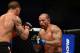July 11, 2012; San Jose, CA, USA; James Te Huna (left) fights Joey Beltran (right) during the light heavyweight bout of the UFC on Fuel TV at HP Pavilion. Mandatory Credit: Kyle Terada-USA TODAY Sports