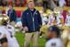 Nov. 24, 2012; Los Angeles, CA, USA; Notre Dame Fighting Irish head coach Brian Kelly walks on the field during warm ups before the game against the USC Trojans at the Los Angeles Memorial Coliseum. Notre Dame won 22-13. Mandatory Credit: Matt Cashore-USA TODAY Sports