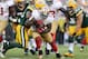 GREEN BAY, WI - SEPTEMBER 09: NaVorro Bowman #53 of the San Francisco 49ers runs with the ball after intercepting a pass during the NFL season opener against the Green Bay Packers at Lambeau Field on September 9, 2012 in Green Bay, Wisconsin. (Photo by Andy Lyons/Getty Images)