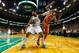 BOSTON, MA - JANUARY 9: Jared Sullinger #7 of the Boston Celtics protects the ball after pulling in a rebound in front of Luis Scola #14 of the Phoenix Suns during the game on January 9, 2013 at TD Garden in Boston, Massachusetts. NOTE TO USER: User expressly acknowledges and agrees that, by downloading and or using this photograph, User is consenting to the terms and conditions of the Getty Images License Agreement. (Photo by Jared Wickerham/Getty Images)