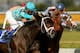 HALLENDALE, FL - MARCH 31: Scat Daddy, ridden by Edgar Prado #3 passes Stormello, ridden by Victor Espinoza, on the final stretch during the 56th Running of the Florida Derby at Gulfstream Park March 31, 2007 in Hallendale, Florida. Scat Daddy, ridden by Edgar Prado #3, won the race. (Photo by Matthew Stockman/Getty Images)