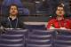 Feb 28, 2011; Indianapolis, IN, USA; Baltimore Ravens coach John Harbaugh (left) and his brother San Francisco 49ers coach Jim Harbaugh in attendance during the NFL scouting combine at Lucas Oil Stadium. Mandatory Credit: Brian Spurlock-USA TODAY Sports