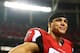 ATLANTA, GA - JANUARY 13: Tony Gonzalez #88 of the Atlanta Falcons celebrates their 30 to 28 win over the Seattle Seahawks during the NFC Divisional Playoff Game at Georgia Dome on January 13, 2013 in Atlanta, Georgia. (Photo by Mike Ehrmann/Getty Images)