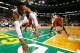 BOSTON, MA - JANUARY 11: Jared Sullinger #7 of the Boston Celtics dives out of bounds after being fouled in front of Jeremy Lin #7 of the Houston Rockets during the game on January 11, 2013 at TD Garden in Boston, Massachusetts. NOTE TO USER: User expressly acknowledges and agrees that, by downloading and or using this photograph, User is consenting to the terms and conditions of the Getty Images License Agreement. (Photo by Jared Wickerham/Getty Images)