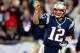 FOXBORO, MA - JANUARY 13: Tom Brady #12 of the New England Patriots reacts after a touchdown in the first quarter against the Houston Texans during the 2013 AFC Divisional Playoffs game at Gillette Stadium on January 13, 2013 in Foxboro, Massachusetts. (Photo by Jim Rogash/Getty Images)