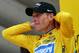 ST-LARY-SOULAN, FRANCE- JULY 17: Lance Armstrong of the USA riding for the Discovery Channel cycling team puts on the yellow jersey on the podium after Stage 15 of the 92nd The Tour de France between Lezat-Sur-Leze and St-Lary-Soulan on July 17, 2005 in St-Lary-Soulan, France. (Photo by Robert Laberge/Getty Images).
