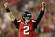 ATLANTA, GA - JANUARY 13: Quarterback Matt Ryan #2 of the Atlanta Falcons celebrates a third quarter touchdown pass against the Seattle Seahawks during the NFC Divisional Playoff Game at Georgia Dome on January 13, 2013 in Atlanta, Georgia. (Photo by Mike Ehrmann/Getty Images)