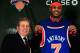 NEW YORK, NY - FEBRUARY 23: New York Knicks owner (L) Jim Dolan introduces new player (R) Carmelo Anthony at a press conference at Madison Square Garden on February 23, 2011 in New York City. NOTE TO USER: User expressly acknowledges and agrees that, by downloading and/or using this Photograph, User is consenting to the terms and conditions of the Getty Images License Agreement. (Photo by Chris Trotman/Getty Images)