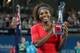BRISBANE, AUSTRALIA - JANUARY 05: Serena Williams of the United States holds the winners trophy after winning her final match against Anastasia Pavlyuchenkova of Russia on day seven of the Brisbane International at Pat Rafter Arena on January 5, 2013 in Brisbane, Australia. (Photo by Chris Hyde/Getty Images)