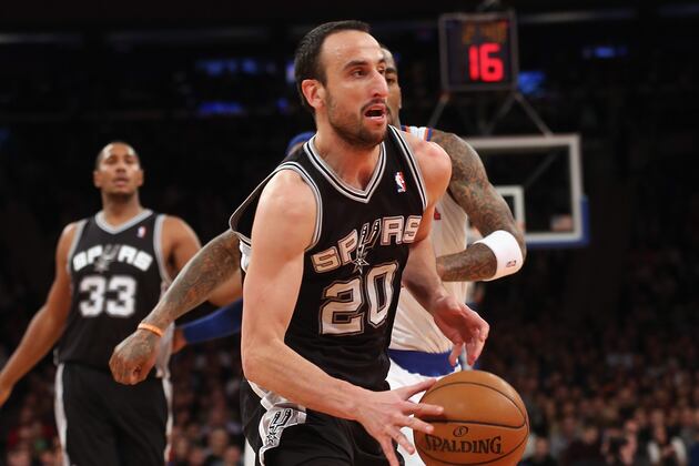 Manu Ginobili Out 10-14 Days Due to Hamstring Strain