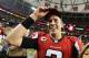 ATLANTA, GA - JANUARY 13: Matt Ryan #2 of the Atlanta Falcons celebrates their 30 to 28 win over the Seattle Seahawks during the NFC Divisional Playoff Game at Georgia Dome on January 13, 2013 in Atlanta, Georgia. (Photo by Streeter Lecka/Getty Images)