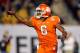 MIAMI GARDENS, FL - JANUARY 04: DeAndre Hopkins #6 of the Clemson Tigers gestures on the field against the West Virginia Mountaineers during the Discover Orange Bowl at Sun Life Stadium on January 4, 2012 in Miami Gardens, Florida. (Photo by Mike Ehrmann/Getty Images)