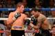 LAS VEGAS, NV - MAY 05: (L-R) Canelo Alvarez throws a left to the head of Shane Mosley during their WBC super welterweight title fight at the MGM Grand Garden Arena on May 5, 2012 in Las Vegas, Nevada. (Photo by Ethan Miller/Getty Images)