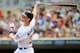 MINNEAPOLIS, MN - MAY 28: Justin Morneau #33 of the Minnesota Twins hits an RBI double during the eighth inning against the Oakland Athletics on May 28, 2012 at Target Field in Minneapolis, Minnesota. The Twins defeated the Athletics 5-4. (Photo by Hannah Foslien/Getty Images)