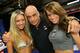 LOS ANGELES, CA - APRIL 21: (L-R) Contestant Rebecca Rebecca Cobaugh, IFL Battleground host Bas Rutten and Ring Girl Lori Tyler attend the International Fight League's search for the next Ring Girl at the Lb4Lb Gym on April 21, 2007 in Los Angeles, California. (Photo by Michael Buckner/Getty Images for IFL)