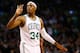 BOSTON, MA - DECEMBER 12: Paul Pierce #34 of the Boston Celtics gestures after being fouled and making a shot against the Dallas Mavericks during the game on December 12, 2012 at TD Garden in Boston, Massachusetts. NOTE TO USER: User expressly acknowledges and agrees that, by downloading and or using this photograph, User is consenting to the terms and conditions of the Getty Images License Agreement. (Photo by Jared Wickerham/Getty Images)