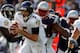 FOXBORO, MA - OCTOBER 17: Vince Wilfork #75 of the New England Patriots chases Joe Flacco #5 of the Baltimore Ravens in the first half at Gillette Stadium on October 17, 2010 in Foxboro, Massachusetts. The Patriot won 23-20 in overtime. (Photo by Jim Rogash/Getty Images)