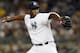 New York, NY - JULY 28: Rafael Soriano #29 of the New York Yankees delivers a pitch against the Boston Red Sox in a MLB baseball game at Yankee Stadium on July 28, 2012 in the Bronx borough of New York City. (Photo by Rich Schultz/Getty Images)