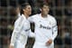 MADRID, SPAIN - APRIL 04: Cristiano Ronaldo (L) of Real Madrid celebrates after scoring with his teammate Kaka during the UEFA Champions League quarter-final second leg match between Real Madrid and APOEL FC at Bernabeu on April 4, 2012 in Madrid, Spain. (Photo by Manuel Queimadelos Alonso/Getty Images)