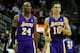 HOUSTON, TX - JANUARY 08: Kobe Bryant #24 and Steve Nash #10 of the Los Angeles Lakers walk across the court during their game against the Houston Rockets at Toyota Center on January 8, 2013 in Houston, Texas. NOTE TO USER: User expressly acknowledges and agrees that, by downloading and or using this photograph, User is consenting to the terms and conditions of the Getty Images License Agreement. (Photo by Scott Halleran/Getty Images)