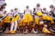 Dec 31, 2012; El Paso, TX, USA; USC Trojans offensive tackle Zach Banner (73), defensive back Nickell Robey (21) and the rest of the Trojans prepare to take the field for the second half against the Georgia Tech Yellow Jackets during of the 79th annual Sun Bowl. Mandatory Credit: Ivan Pierre Aguirre-USA TODAY Sports