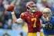 PASADENA, CA - NOVEMBER 17: Quarterback Matt Barkley #7 of the USC Trojans drops back to pass against the UCLA Bruins in the second half at the Rose Bowl on November 17, 2012 in Pasadena, California. UCLA defeated USC 38-28. (Photo by Jeff Gross/Getty Images)