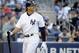 Oct 14, 2012; Bronx, NY, USA; New York Yankees third baseman Alex Rodriguez reacts after striking out in the 2nd inning against the Detroit Tigers during game two of the 2012 ALCS at Yankee Stadium. Mandatory Credit: Robert Deutsch-USA TODAY Sports