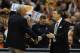 Mar 3, 2012; Syracuse, NY, USA; Louisville Cardinals head coach Rick Pitino (right) shakes hands with Syracuse Orange head coach Jim Boeheim (left) after the game at the Carrier Dome. Richard Mackson-USA TODAY Sports