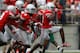 COLUMBUS, OH - SEPTEMBER 22: Doran Grant #12 of the Ohio State Buckeyes celebrates after intercepting a pass during the fourth quarter against the University of Alabama at Birmingham Blazers on September 22, 2012 at Ohio Stadium in Columbus, Ohio. Ohio State defeated UAB 29-15. (Photo by Kirk Irwin/Getty Images)
