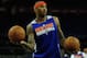 LONDON, ENGLAND - JANUARY 16: Anthony Carmelo of the New York Knicks looks on during a New York Nicks trainning session prior to their NBA London Live 2013 match against the Detroit Pistons at O2 Arena on January 16, 2013 in London, England. (Photo by Jamie McDonald/Getty Images)