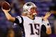 BALTIMORE, MD - SEPTEMBER 23: Quarterback Ryan Mallett #15 of the New England Patriots warms up before the start of the Patriots game against the Baltimore Ravens at M&T Bank Stadium on September 23, 2012 in Baltimore, Maryland. (Photo by Rob Carr/Getty Images)