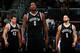 ATLANTA, GA - JANUARY 16: Andray Blatche #0 of the Brooklyn Nets walks down the court after turning the ball over to the Atlanta Hawks at Philips Arena on January 16, 2013 in Atlanta, Georgia. NOTE TO USER: User expressly acknowledges and agrees that, by downloading and or using this photograph, User is consenting to the terms and conditions of the Getty Images License Agreement. (Photo by Kevin C. Cox/Getty Images)
