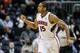 Jan 16, 2013; Atlanta, GA, USA; Atlanta Hawks center Al Horford (15) reacts to scoring in the first quarter against the Brooklyn Nets at Philips Arena. Mandatory Credit: Daniel Shirey-USA TODAY Sports