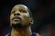 HOUSTON, TX - DECEMBER 29: Kevin Durant #35 of the Oklahoma City Thunder is seen on the court during warmups prior to the start of the game against the Houston Rockets at the Toyota Center on December 29, 2012 in Houston, Texas. NOTE TO USER: User expressly acknowledges and agrees that, by downloading and or using this photograph, User is consenting to the terms and conditions of the Getty Images License Agreement. (Photo by Scott Halleran/Getty Images)