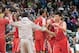 Dec 26, 2012; Minneapolis, MN, USA; Houston Rockets point guard Jeremy Lin (7) congratulates teammates after defeating the Minnesota Timberwolves at Target Center. Rockets won 87-84. Mandatory Credit: Greg Smith-USA TODAY Sports