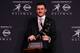 NEW YORK, NY - DECEMBER 08: Heisman finalists quarterback Johnny Manziel of the Texas A&M University Aggies poses with the Heisman Memorial Trophy Award after a press conference prior to the 78th Heisman Trophy Presentation at the Marriott Marquis on December 8, 2012 in New York City. (Photo by Mike Stobe/Getty Images)