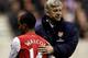 WOLVERHAMPTON, ENGLAND - APRIL 11: Arsenal manager Arsene Wenger with Theo Walcott during the Barclays Premier League match between Wolverhampton Wanderers and Arsenal at Molineux on April 11, 2012 in Wolverhampton, England. (Photo by Scott Heavey/Getty Images)