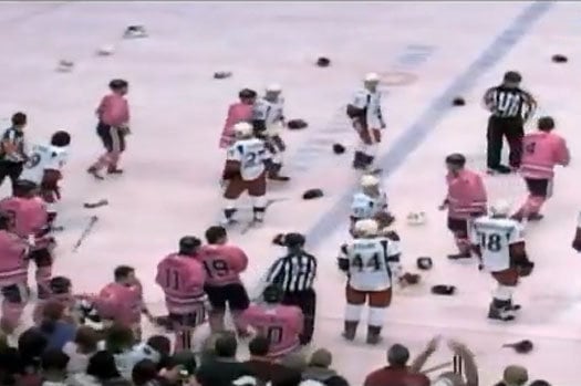 Watch Insane Benches Clearing Hockey Brawl