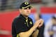 Jan. 3, 2013; Glendale, AZ, USA: Oregon Ducks offensive coordinator Mark Helfrich prior to the game against the Kansas State Wildcats during the 2013 Fiesta Bowl at University of Phoenix Stadium. Oregon defeated Kansas State 35-17. Mandatory Credit: Mark J. Rebilas-USA TODAY Sports
