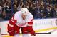 ST. LOUIS, MO - JANUARY 19: Jonathan Ericsson #52 of the Detroit Red wings reacts to his team giving up a sixth goal to the St. Louis Blues at the Scottrade Center on January 19, 2013 in St. Louis, Missouri. (Photo by Dilip Vishwanat/Getty Images)