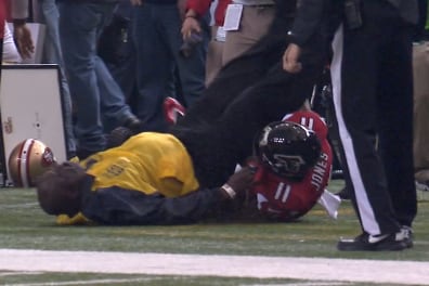 Julio Jones Wipes Out Security Guard in NFC Championship Game